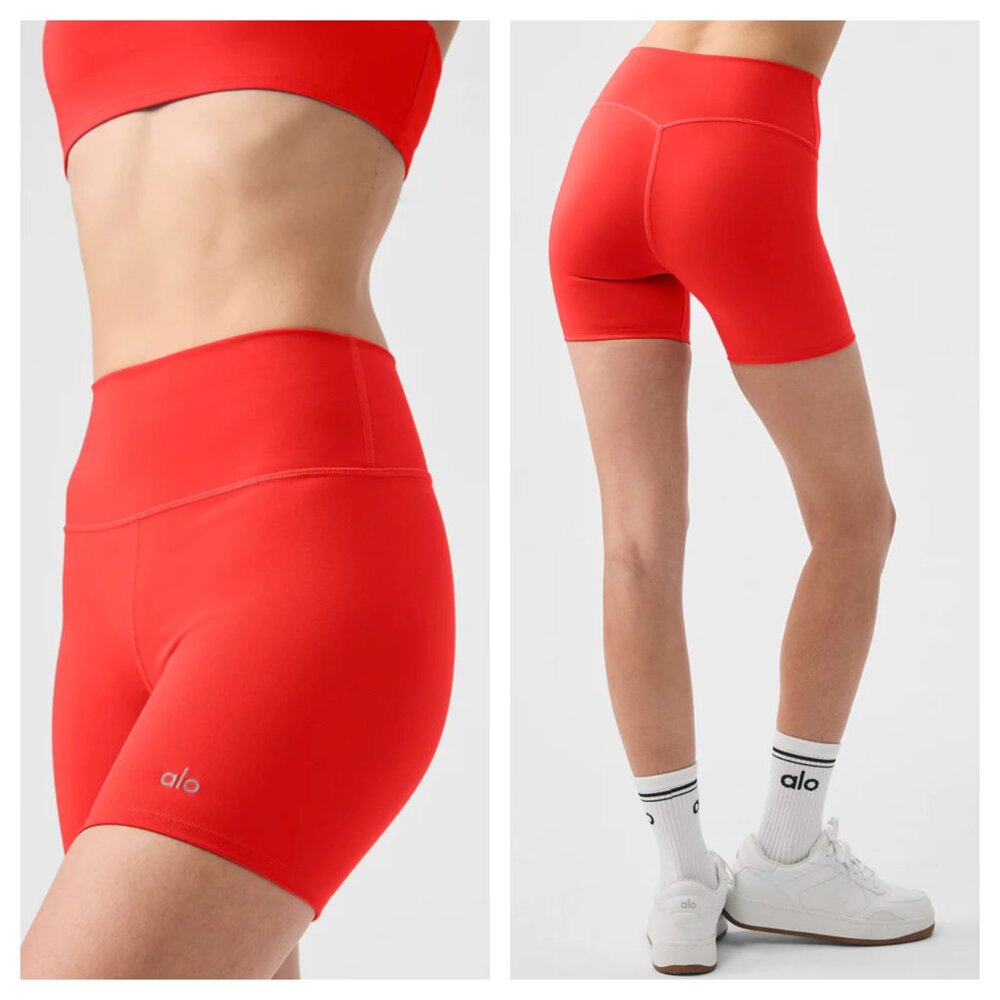 Alo Yoga 5" Airlift Energy Short High Rise Compression in Red Hot Summer Size M